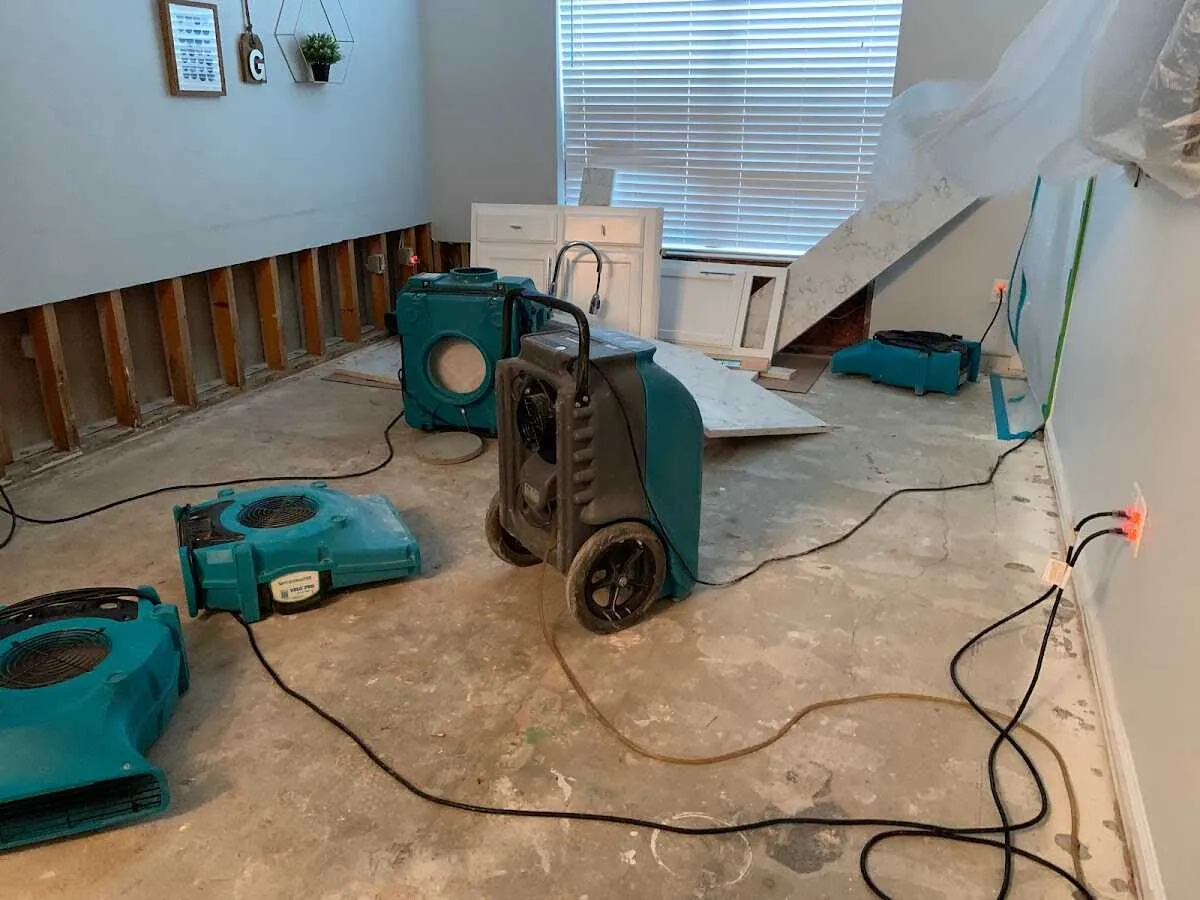Dehumidifier in flood-cut room for Water Extraction & Removal in Lowell